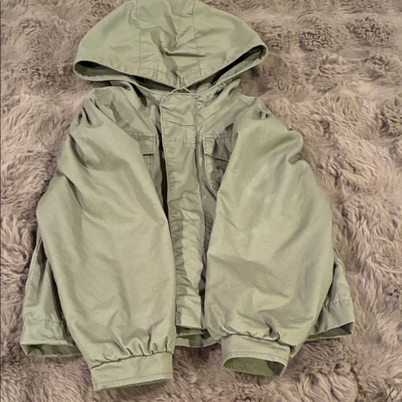 Old Navy Kids Light Green Hooded Raincoat Worn Once - Picture 1 of 7